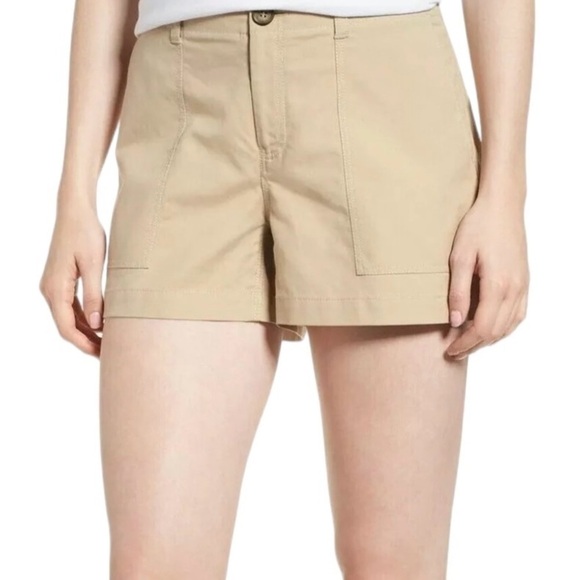 Nordstrom Signature Women's Cotton Blend Beige Cement Shorts - Picture 1 of 6